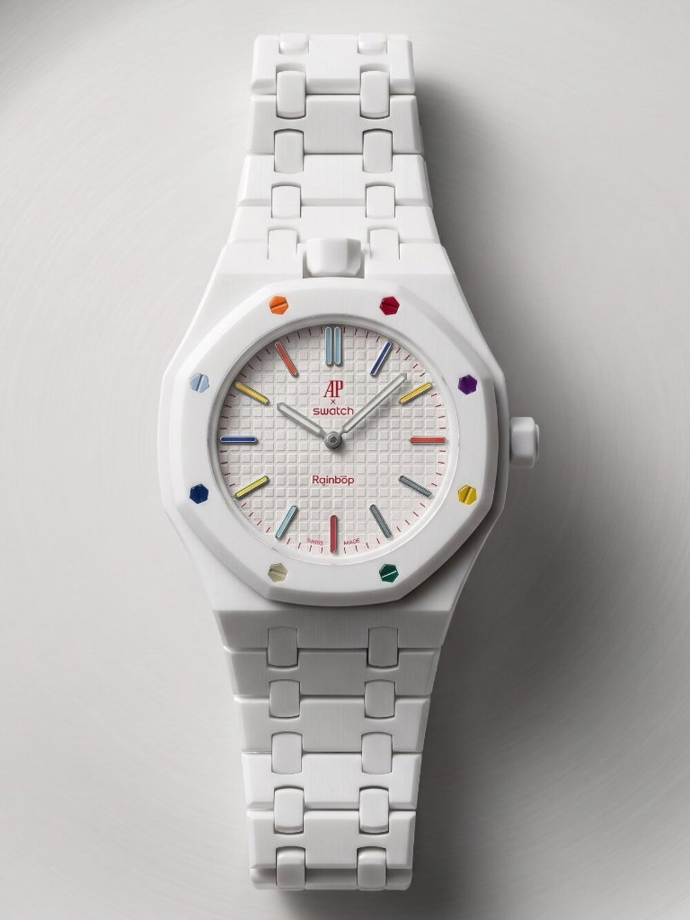 NEW Swatch X AP Watch - White Huit Blanc  + Bioceramic Wrist Strap Bracelet